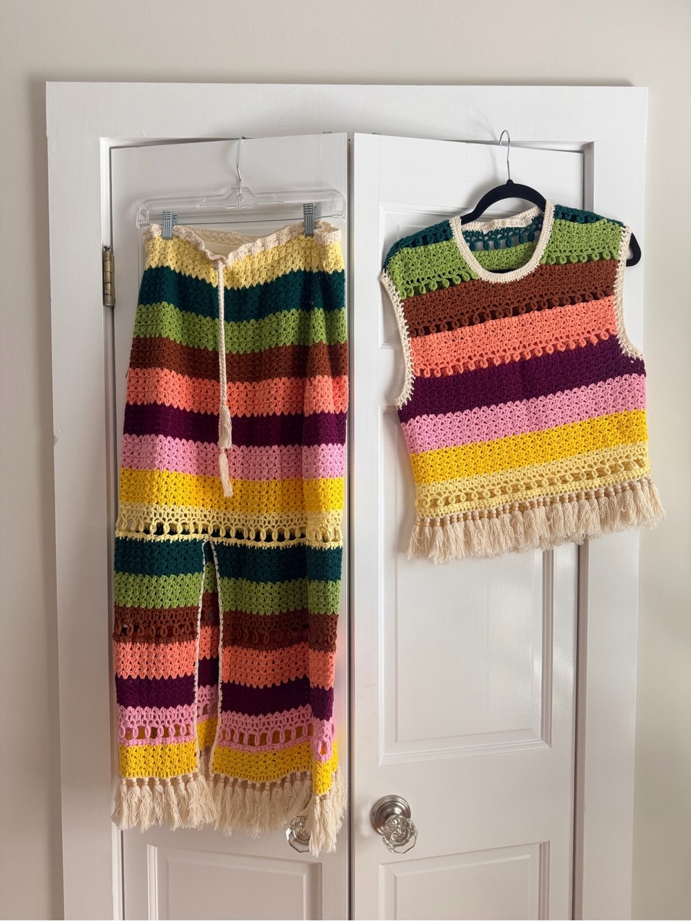 Marie Oliver Lana Top & Mindy Skirt Set Chroma Crochet Fringe Multicolor Small - Picture 1 of 5